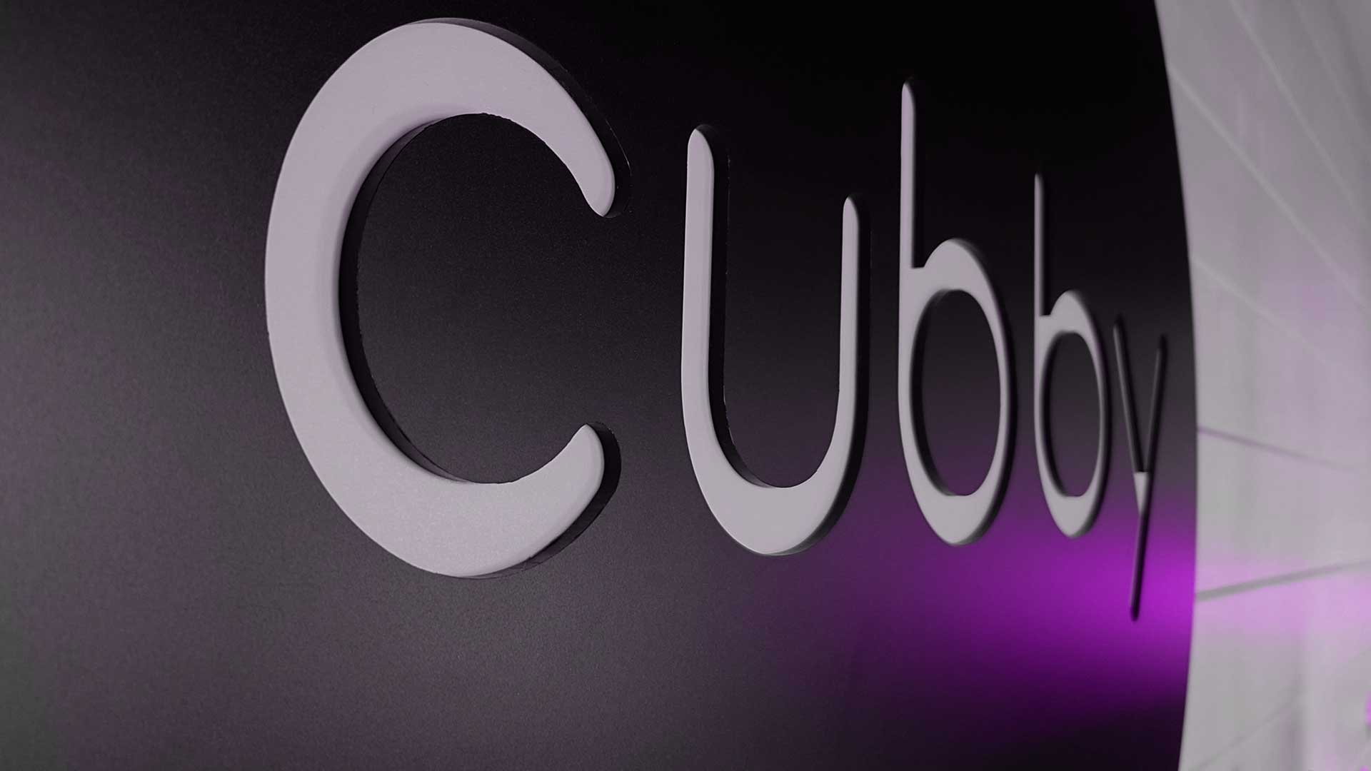 Cubby Sign purple light